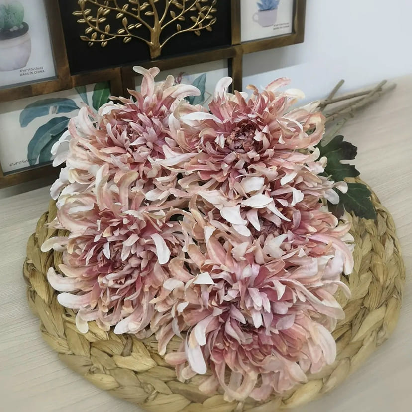 Искусственные цветы в Смоленске | Цветок искусственный «Хризантема», персиково-розовая, одиночный