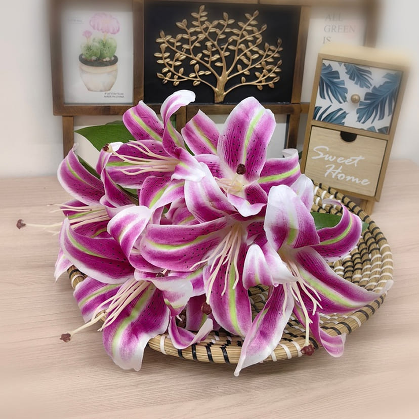 Искусственные цветы в Смоленске | Цветы искусственные «Лилии крупные», розово-сиреневые, букет