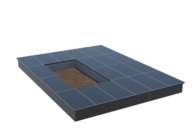 Площадки на могилу в Смоленске | Площадка с вертикальной (15 см) облицовкой гранитом Габбро (под цветник)
