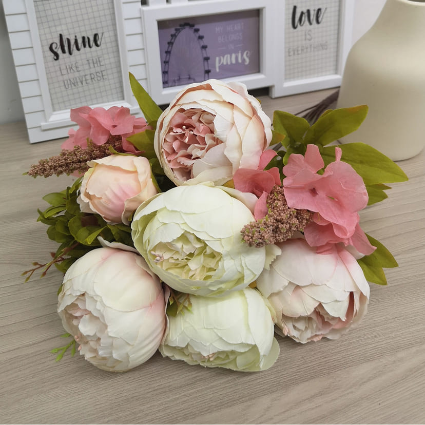 Искусственные цветы в Смоленске | Цветы искусственные «Пионы», молочно-розовые, букет