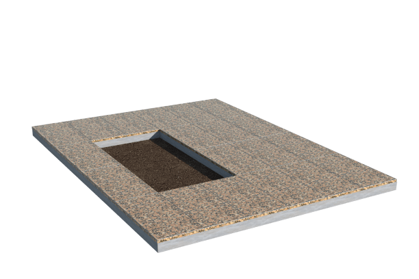 Площадки на могилу в Смоленске | Площадка с облицовкой Южно-Султаевским гранитом (под цветник)