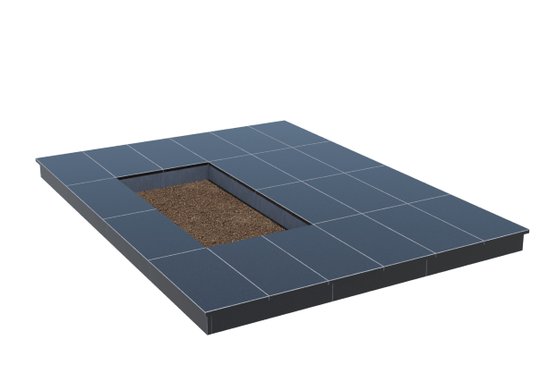 Площадки на могилу в Смоленске | Площадка с вертикальной (10 см) облицовкой гранитом Габбро (под цветник)