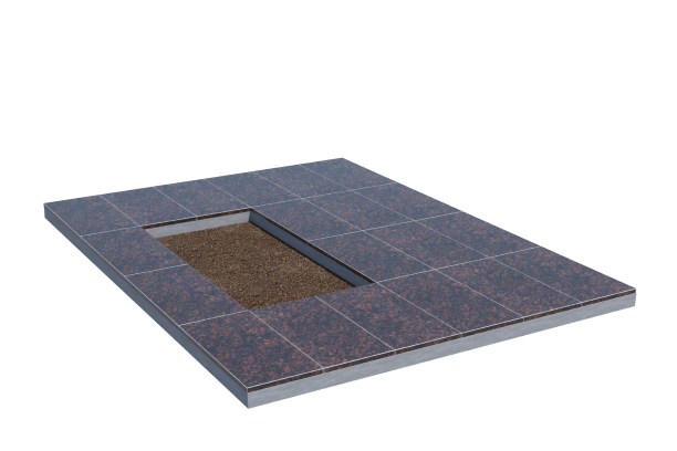 Площадки на могилу в Смоленске | Площадка с облицовкой Дымовским гранитом (под цветник)